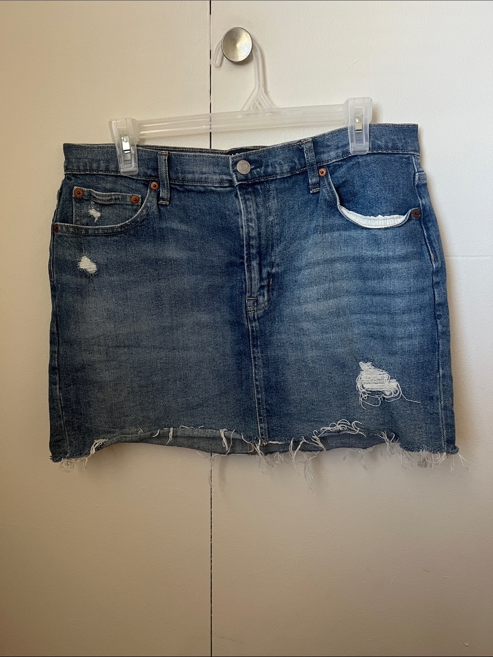 GAP Denim Mini Skirt with Distressed Detail